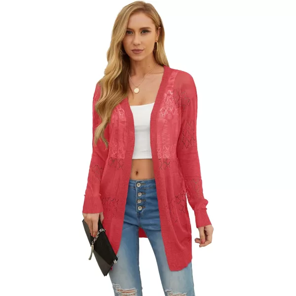 GRECERELLE Women Cardigan Sweaters Lightweight Crochet Long Sleeve Loose Soft Drape Open Front Cardigans Boho Beach Coverups