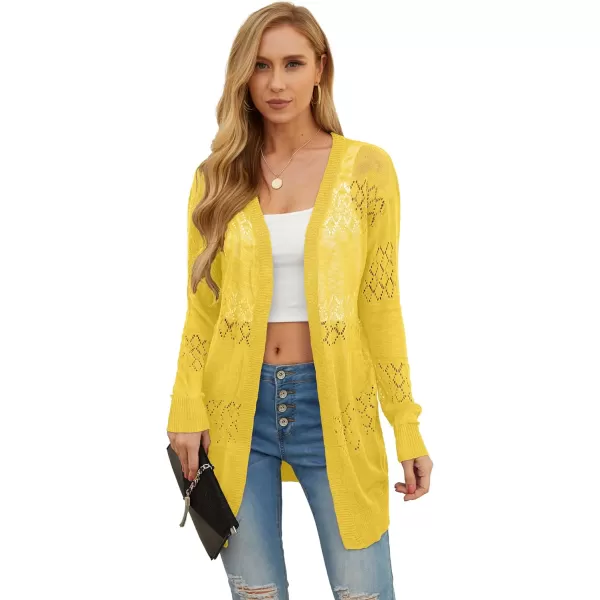 GRECERELLE Women Cardigan Sweaters Lightweight Crochet Long Sleeve Loose Soft Drape Open Front Cardigans Boho Beach Coverups