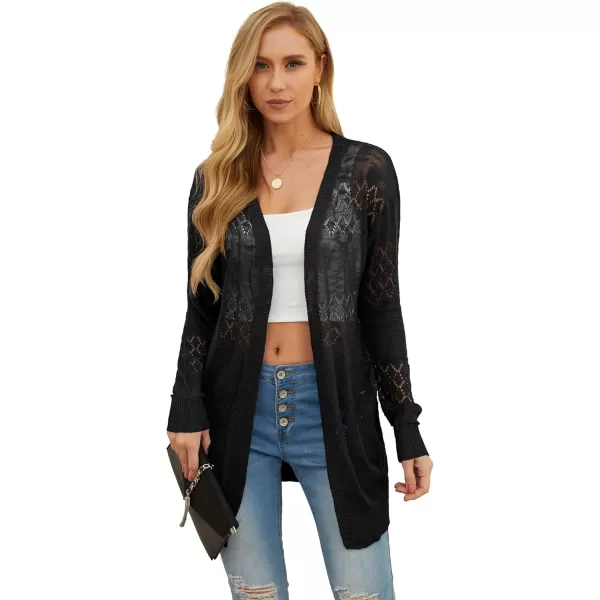 GRECERELLE Women Cardigan Sweaters Lightweight Crochet Long Sleeve Loose Soft Drape Open Front Cardigans Boho Beach Coverups