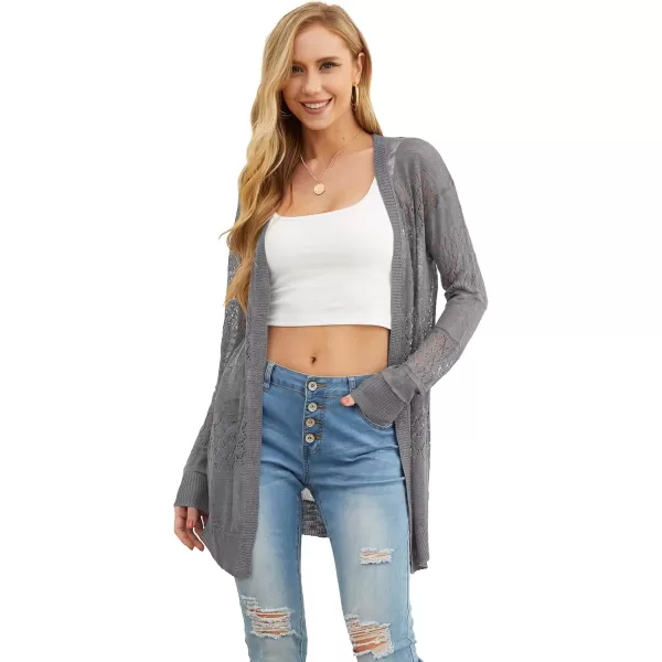 GRECERELLE Women Cardigan Sweaters Lightweight Crochet Long Sleeve Loose Soft Drape Open Front Cardigans Boho Beach Coverups