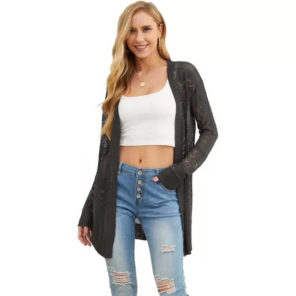 GRECERELLE Women Cardigan Sweaters Lightweight Crochet Long Sleeve Loose Soft Drape Open Front Cardigans Boho Beach Coverups