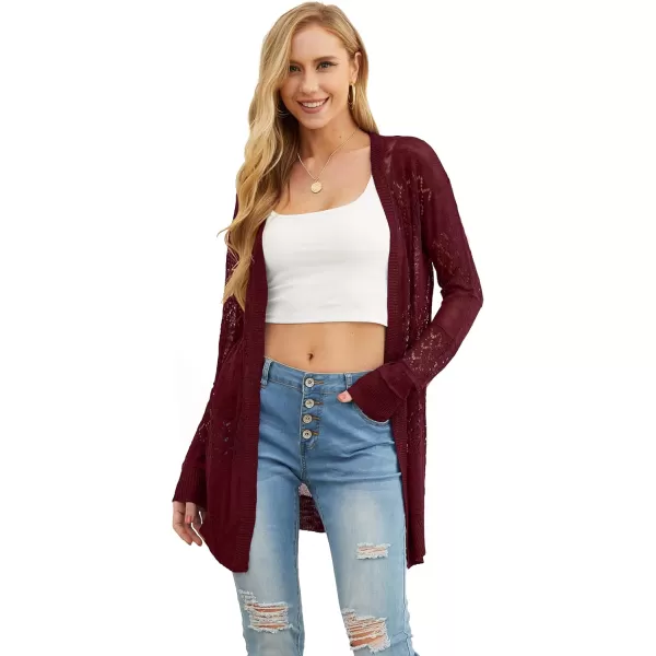 GRECERELLE Women Cardigan Sweaters Lightweight Crochet Long Sleeve Loose Soft Drape Open Front Cardigans Boho Beach Coverups