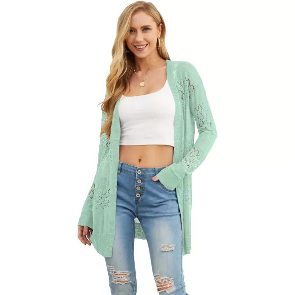 GRECERELLE Women Cardigan Sweaters Lightweight Crochet Long Sleeve Loose Soft Drape Open Front Cardigans Boho Beach Coverups