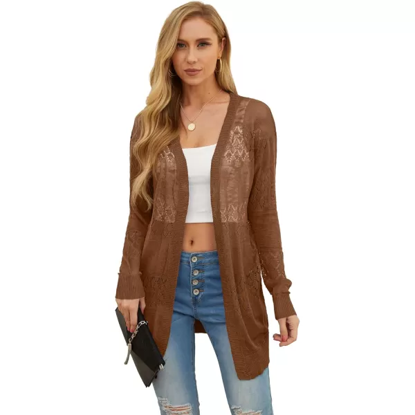 GRECERELLE Women Cardigan Sweaters Lightweight Crochet Long Sleeve Loose Soft Drape Open Front Cardigans Boho Beach Coverups