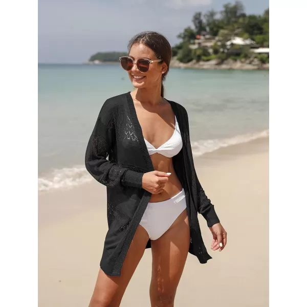 GRECERELLE Women Cardigan Sweaters Lightweight Crochet Long Sleeve Loose Soft Drape Open Front Cardigans Boho Beach Coverups
