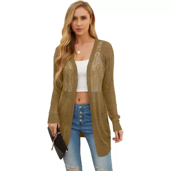GRECERELLE Women Cardigan Sweaters Lightweight Crochet Long Sleeve Loose Soft Drape Open Front Cardigans Boho Beach Coverups