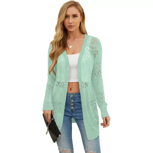 GRECERELLE Women Cardigan Sweaters Lightweight Crochet Long Sleeve Loose Soft Drape Open Front Cardigans Boho Beach Coverups