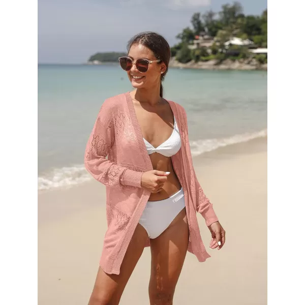 GRECERELLE Women Cardigan Sweaters Lightweight Crochet Long Sleeve Loose Soft Drape Open Front Cardigans Boho Beach Coverups