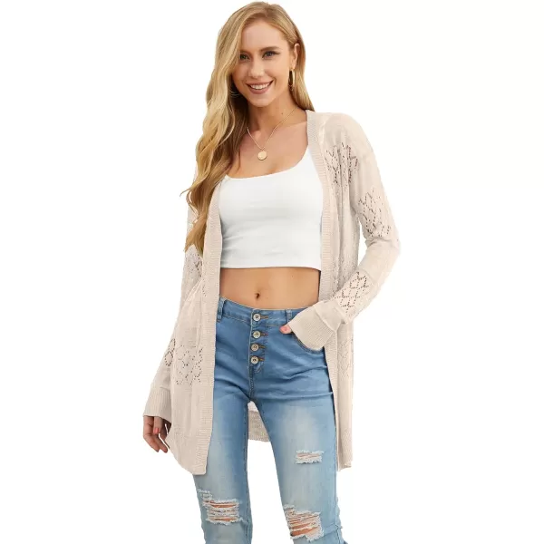GRECERELLE Women Cardigan Sweaters Lightweight Crochet Long Sleeve Loose Soft Drape Open Front Cardigans Boho Beach Coverups