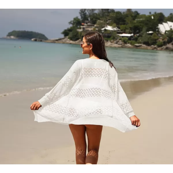 GRECERELLE Women Cardigan Sweaters Lightweight Crochet Long Sleeve Loose Soft Drape Open Front Cardigans Boho Beach Coverups