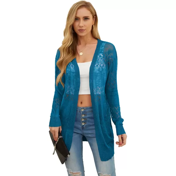GRECERELLE Women Cardigan Sweaters Lightweight Crochet Long Sleeve Loose Soft Drape Open Front Cardigans Boho Beach Coverups