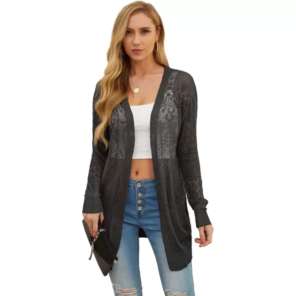 GRECERELLE Women Cardigan Sweaters Lightweight Crochet Long Sleeve Loose Soft Drape Open Front Cardigans Boho Beach Coverups