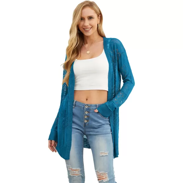 GRECERELLE Women Cardigan Sweaters Lightweight Crochet Long Sleeve Loose Soft Drape Open Front Cardigans Boho Beach Coverups