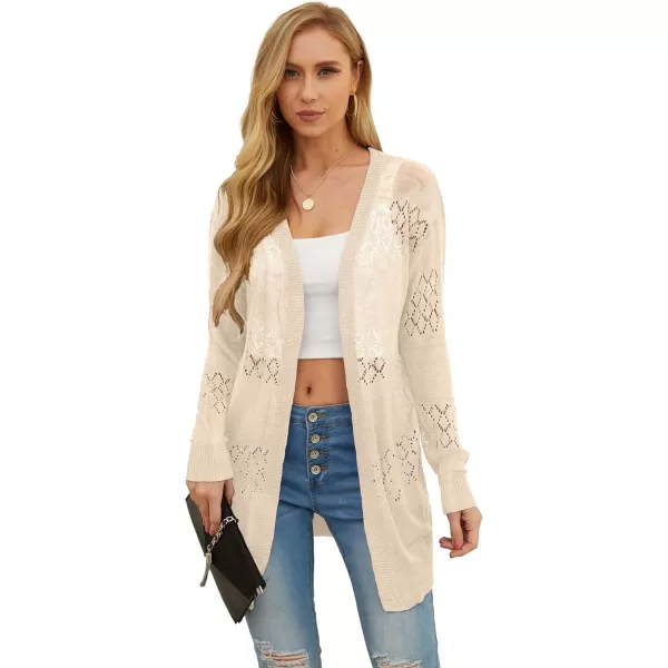 GRECERELLE Women Cardigan Sweaters Lightweight Crochet Long Sleeve Loose Soft Drape Open Front Cardigans Boho Beach Coverups