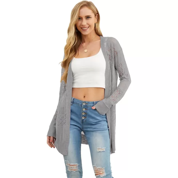 GRECERELLE Women Cardigan Sweaters Lightweight Crochet Long Sleeve Loose Soft Drape Open Front Cardigans Boho Beach Coverups