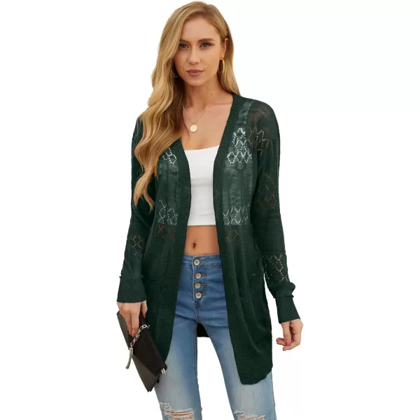 GRECERELLE Women Cardigan Sweaters Lightweight Crochet Long Sleeve Loose Soft Drape Open Front Cardigans Boho Beach Coverups