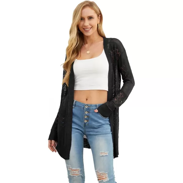 GRECERELLE Women Cardigan Sweaters Lightweight Crochet Long Sleeve Loose Soft Drape Open Front Cardigans Boho Beach Coverups
