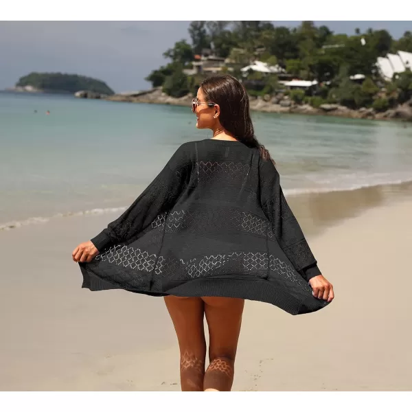 GRECERELLE Women Cardigan Sweaters Lightweight Crochet Long Sleeve Loose Soft Drape Open Front Cardigans Boho Beach Coverups