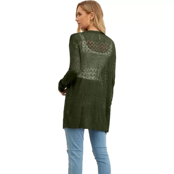 GRECERELLE Women Cardigan Sweaters Lightweight Crochet Long Sleeve Loose Soft Drape Open Front Cardigans Boho Beach Coverups