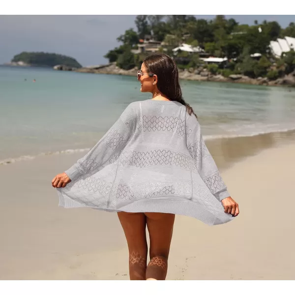 GRECERELLE Women Cardigan Sweaters Lightweight Crochet Long Sleeve Loose Soft Drape Open Front Cardigans Boho Beach Coverups
