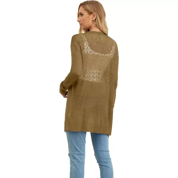 GRECERELLE Women Cardigan Sweaters Lightweight Crochet Long Sleeve Loose Soft Drape Open Front Cardigans Boho Beach Coverups