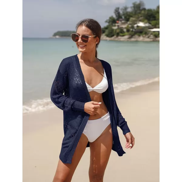 GRECERELLE Women Cardigan Sweaters Lightweight Crochet Long Sleeve Loose Soft Drape Open Front Cardigans Boho Beach Coverups