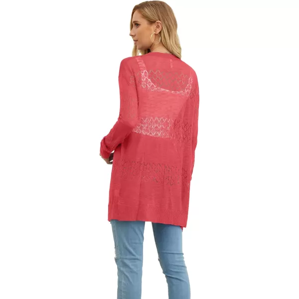 GRECERELLE Women Cardigan Sweaters Lightweight Crochet Long Sleeve Loose Soft Drape Open Front Cardigans Boho Beach Coverups