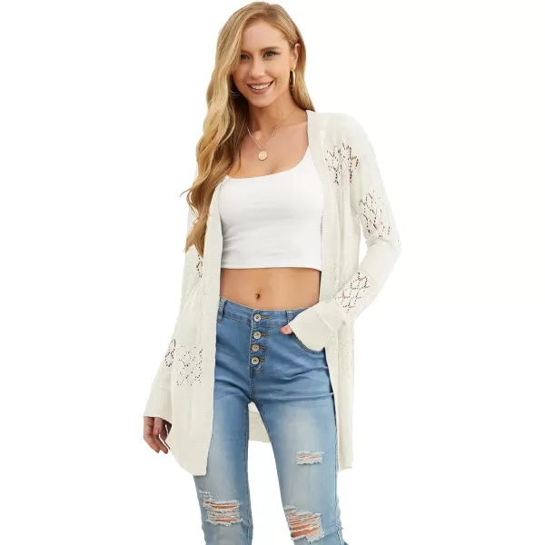 GRECERELLE Women Cardigan Sweaters Lightweight Crochet Long Sleeve Loose Soft Drape Open Front Cardigans Boho Beach Coverups