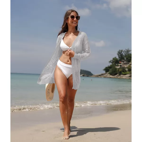 GRECERELLE Women Cardigan Sweaters Lightweight Crochet Long Sleeve Loose Soft Drape Open Front Cardigans Boho Beach Coverups
