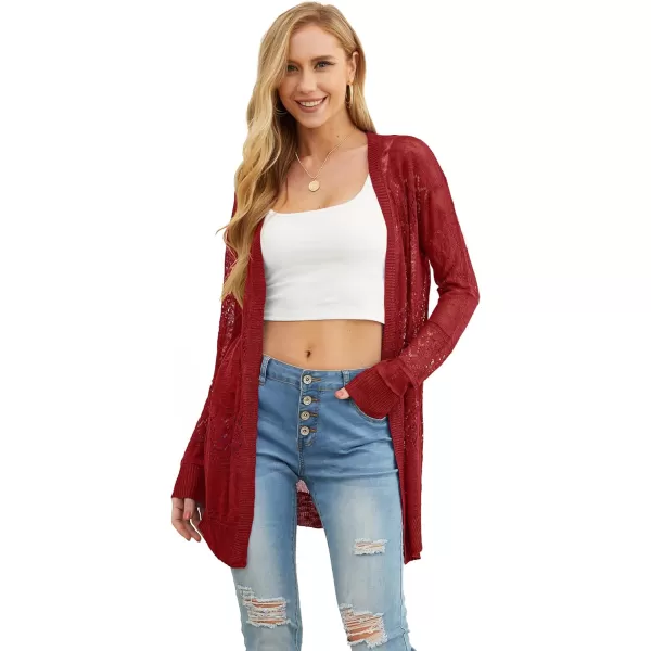 GRECERELLE Women Cardigan Sweaters Lightweight Crochet Long Sleeve Loose Soft Drape Open Front Cardigans Boho Beach Coverups