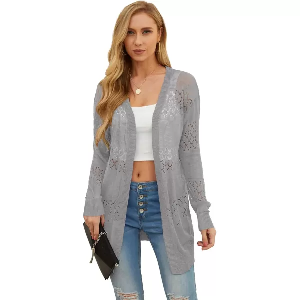 GRECERELLE Women Cardigan Sweaters Lightweight Crochet Long Sleeve Loose Soft Drape Open Front Cardigans Boho Beach Coverups