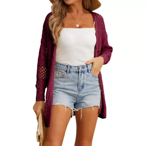 GRECERELLE Womens 2024 Summer Crochet Cardigan Sweaters Long Sleeve Boho Oversized Open Front Outwear