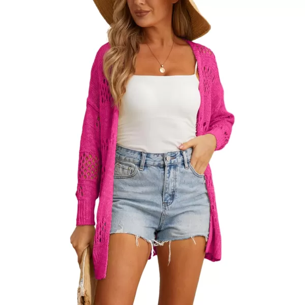 GRECERELLE Womens 2024 Summer Crochet Cardigan Sweaters Long Sleeve Boho Oversized Open Front Outwear