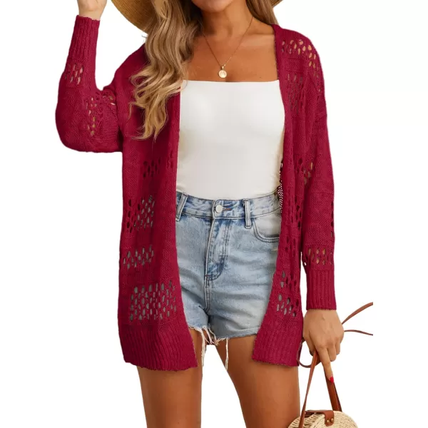 GRECERELLE Womens 2024 Summer Crochet Cardigan Sweaters Long Sleeve Boho Oversized Open Front Outwear