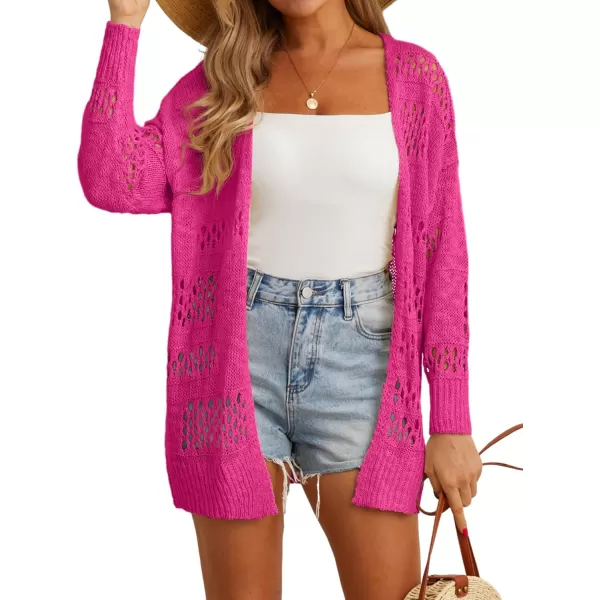 GRECERELLE Womens 2024 Summer Crochet Cardigan Sweaters Long Sleeve Boho Oversized Open Front Outwear