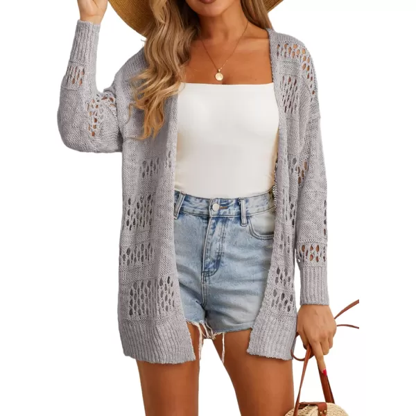 GRECERELLE Womens 2024 Summer Crochet Cardigan Sweaters Long Sleeve Boho Oversized Open Front Outwear
