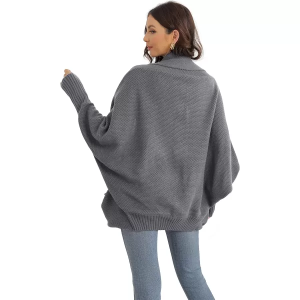 GRECERELLE Womens Batwing Sleeve Loose Open Front Casual Cardigan Long Sleeve Oversized Shawl Collar Sweater with Pockets