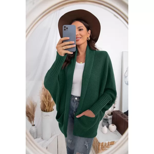 GRECERELLE Womens Batwing Sleeve Loose Open Front Casual Cardigan Long Sleeve Oversized Shawl Collar Sweater with Pockets