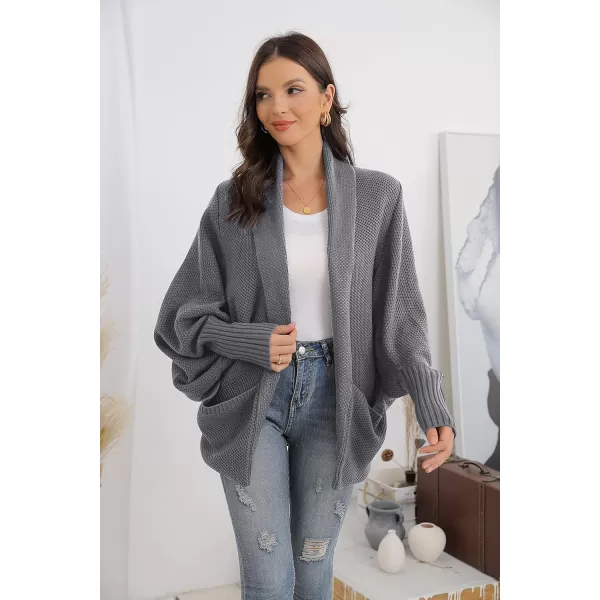 GRECERELLE Womens Batwing Sleeve Loose Open Front Casual Cardigan Long Sleeve Oversized Shawl Collar Sweater with Pockets