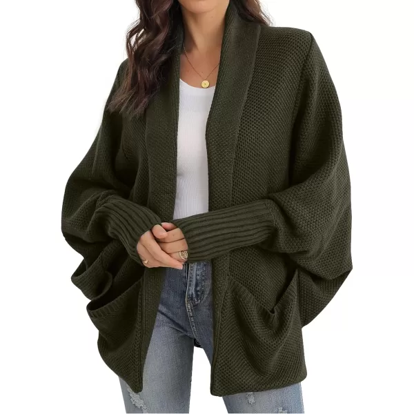 GRECERELLE Womens Batwing Sleeve Loose Open Front Casual Cardigan Long Sleeve Oversized Shawl Collar Sweater with Pockets