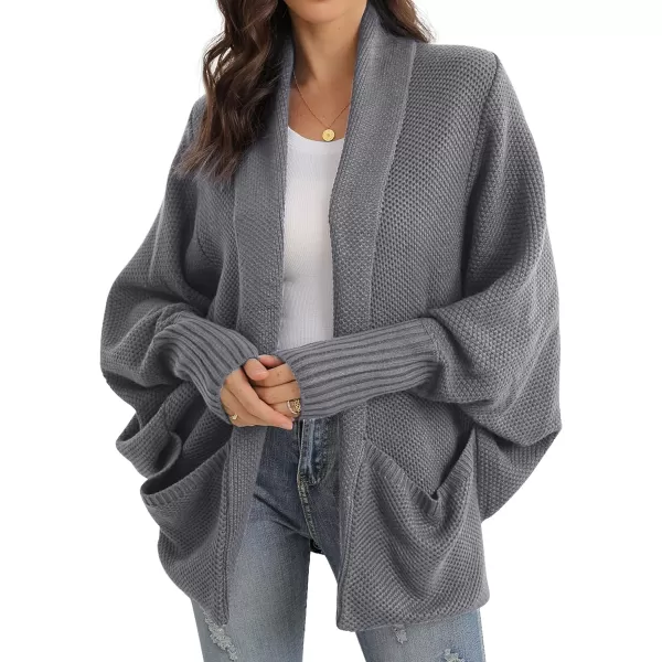 GRECERELLE Womens Batwing Sleeve Loose Open Front Casual Cardigan Long Sleeve Oversized Shawl Collar Sweater with Pockets
