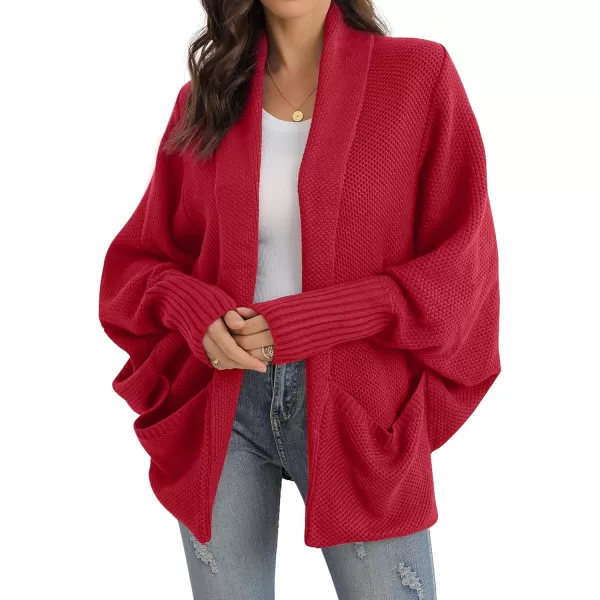 GRECERELLE Womens Batwing Sleeve Loose Open Front Casual Cardigan Long Sleeve Oversized Shawl Collar Sweater with Pockets