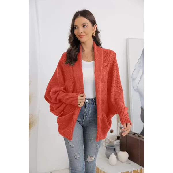 GRECERELLE Womens Batwing Sleeve Loose Open Front Casual Cardigan Long Sleeve Oversized Shawl Collar Sweater with Pockets