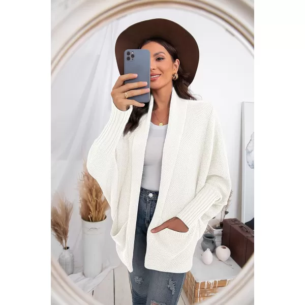 GRECERELLE Womens Batwing Sleeve Loose Open Front Casual Cardigan Long Sleeve Oversized Shawl Collar Sweater with Pockets