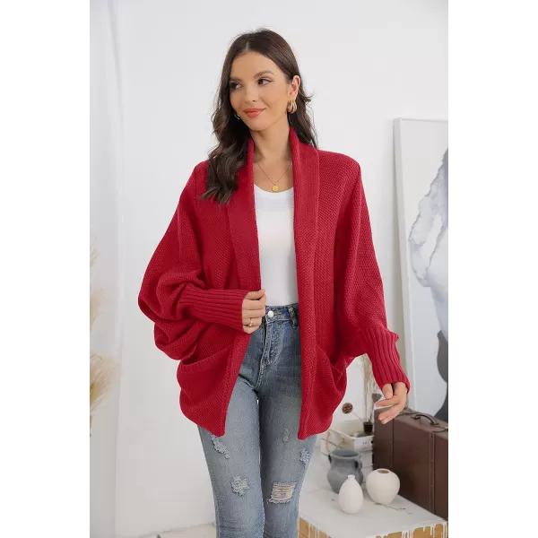 GRECERELLE Womens Batwing Sleeve Loose Open Front Casual Cardigan Long Sleeve Oversized Shawl Collar Sweater with Pockets