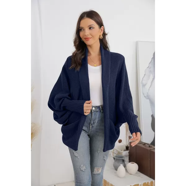 GRECERELLE Womens Batwing Sleeve Loose Open Front Casual Cardigan Long Sleeve Oversized Shawl Collar Sweater with Pockets