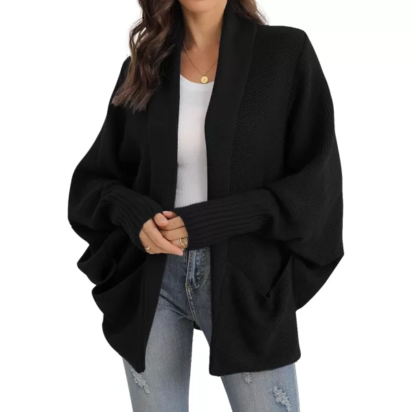 GRECERELLE Womens Batwing Sleeve Loose Open Front Casual Cardigan Long Sleeve Oversized Shawl Collar Sweater with Pockets