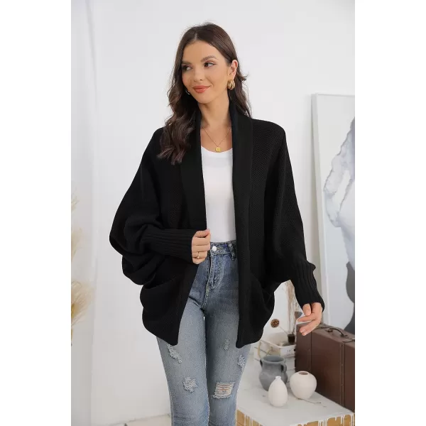 GRECERELLE Womens Batwing Sleeve Loose Open Front Casual Cardigan Long Sleeve Oversized Shawl Collar Sweater with Pockets
