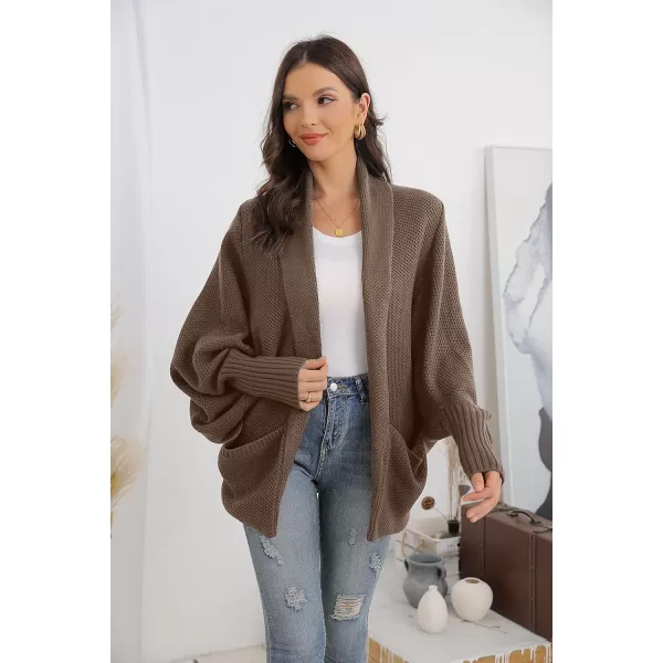 GRECERELLE Womens Batwing Sleeve Loose Open Front Casual Cardigan Long Sleeve Oversized Shawl Collar Sweater with Pockets