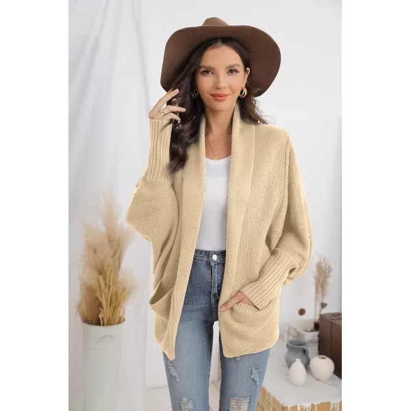 GRECERELLE Womens Batwing Sleeve Loose Open Front Casual Cardigan Long Sleeve Oversized Shawl Collar Sweater with Pockets